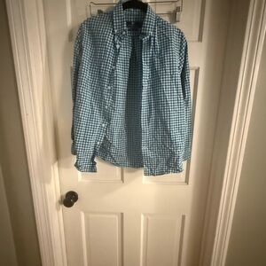 Blue Gingham Button-Up Shirt